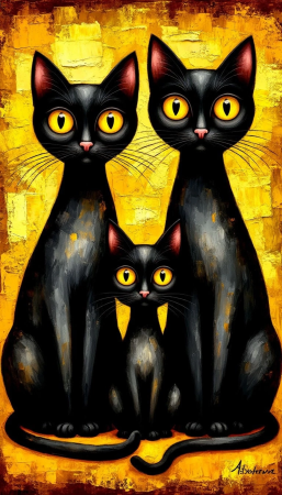 Нейросеть, кошки, красочно