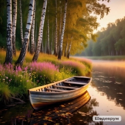 Ложка, лес, березы, природа, рисунок, генерация
