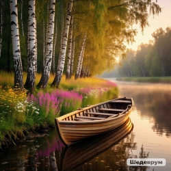 Ложка, лес, березы, природа, рисунок, генерация