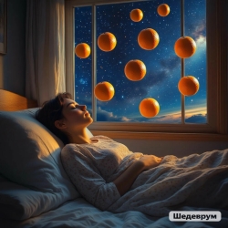 Спит и апельсины, нейро арт
