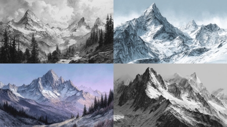 Горы, красота, арт. Очень красиво. Рисунки.