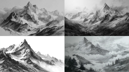 Горы, красота, арт. Очень красиво. Рисунки.