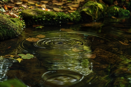 Вода, капля воды, лес. Midjourney