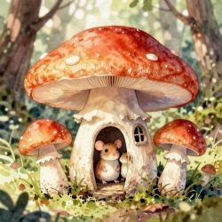 Красивые рисунки, арты, грибов — домиков в лесу